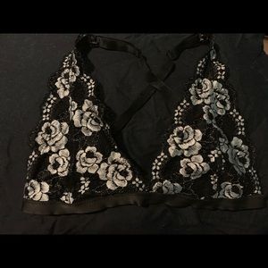 Black and white halter bralette